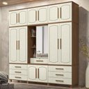 Ver imagem 1 de Guarda Roupa Casal Tóquio 13 Portas de Bater 7 Gavetas MDF-MDP com Espelho Jatobá-Areia Mpozenato