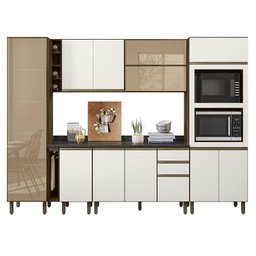 Cozinha Modulada Kali Premium 8 Peças Amêndoa/off White com Torre Quente - Nicioli - 1