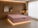Ver imagem 2 de Cama Box Baú Casal Flutuante com LED, Encaixe para Colchão e Puxador Embutido:Rosa