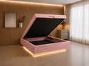 Ver imagem 1 de Cama Box Baú Casal Flutuante com LED, Encaixe para Colchão e Puxador Embutido:Rosa