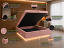 Ver imagem 3 de Cama Box Baú Casal Flutuante com LED, Encaixe para Colchão e Puxador Embutido:Rosa