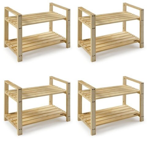 Kit 4 Armários Multiuso Sapateira Pinus Bege