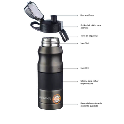 Garrafa Térmica Inox 500ml Isotérmica Camping Academia - 4