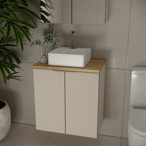 Gabinete de Banheiro 60cm GAB4008 Nature Bege/Panna/Carvalho