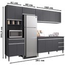Ver imagem 3 de Cozinha Modulada 5 Peças 281 cm Andreia Cinza REAJL