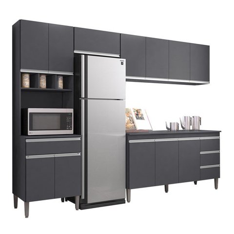 Cozinha Modulada 5 Peças 281 cm Andreia Cinza REAJL
