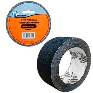 Fita Adesiva de Pvc Antiderrapante Segura 50 Mm X 5 M Preta