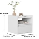 Ver imagem 2 de Mesa de Cabeceira Suspensa com Porta Basculante Miguel Cor Branco - Comprar Moveis em Casa