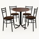 Ver imagem 1 de Mesa de Jantar Redonda 80cm Imbuia com 4 Cadeiras Estofada Preta
