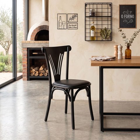 Kit 2 Cadeiras Paris Decorativas Sala Jantar Cozinha Aço Luxo Resistente Moderna - Preta/Preta