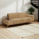 Ver imagem 2 de Sofá Molino 3 Lugares 180cm C/mesa Auxiliar Direito Pés Ouro.f Bouclé Camel - Nexta Casa