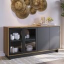 Ver imagem 1 de Buffet 4 Portas 160cm Vitória Águas Brasileiras Preto/Noce Milano/Fosco