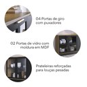 Ver imagem 2 de Buffet 4 Portas 160cm Vitória Águas Brasileiras Preto/Noce Milano/Fosco