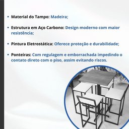 Conjunto Mesa Alta Bar Bistrô Quadrada Pinus 4 Banquetas Confort Estofado Don Castro - 3