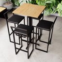 Ver imagem 1 de Conjunto Mesa Alta Bar Bistrô Quadrada Pinus 4 Banquetas Confort Estofado Don Castro