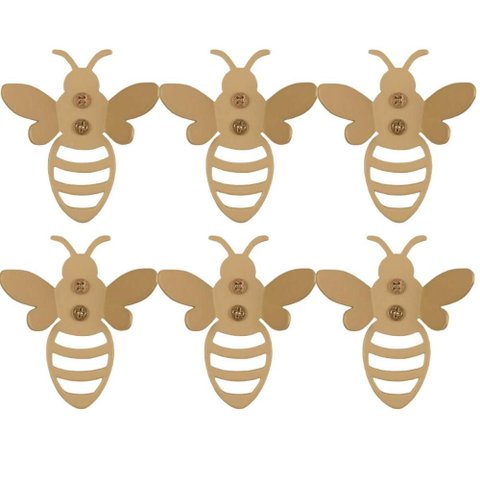 Kit 6 Ganchos Cabideiros Multiuso Abelha Aço Cromado Dourado Organizar Cozinha Lavanderia