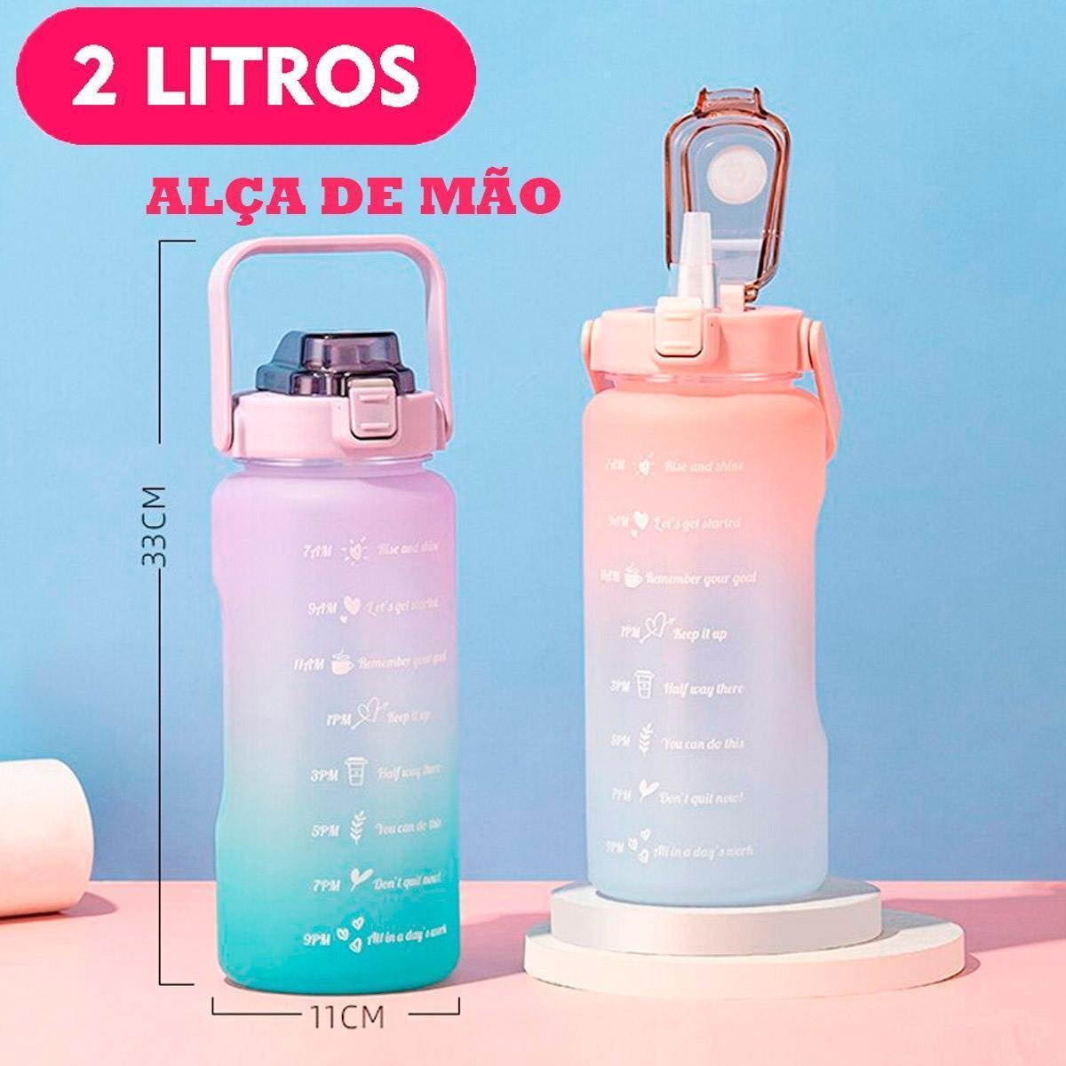 Garrafa Squeeze de Água para Academia 2 Litros de Plástico - 2