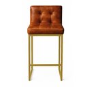 Ver imagem 1 de Banqueta Cozinha Alta com Encosto Industrial Dourado Lirina Pu Nozes C05 - D’Rossi