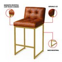 Ver imagem 2 de Banqueta Cozinha Alta com Encosto Industrial Dourado Lirina Pu Nozes C05 - D’Rossi