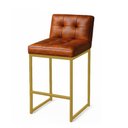 Ver imagem 4 de Banqueta Cozinha Alta com Encosto Industrial Dourado Lirina Pu Nozes C05 - D’Rossi