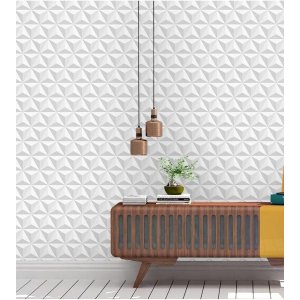 Papel de Parede 3d Branco Adesivo Vinílico Lavável Colante 3m