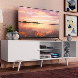 Rack Madesa Dubai para TV até 65 Polegadas com Pés Branco Cor:Branco - 1