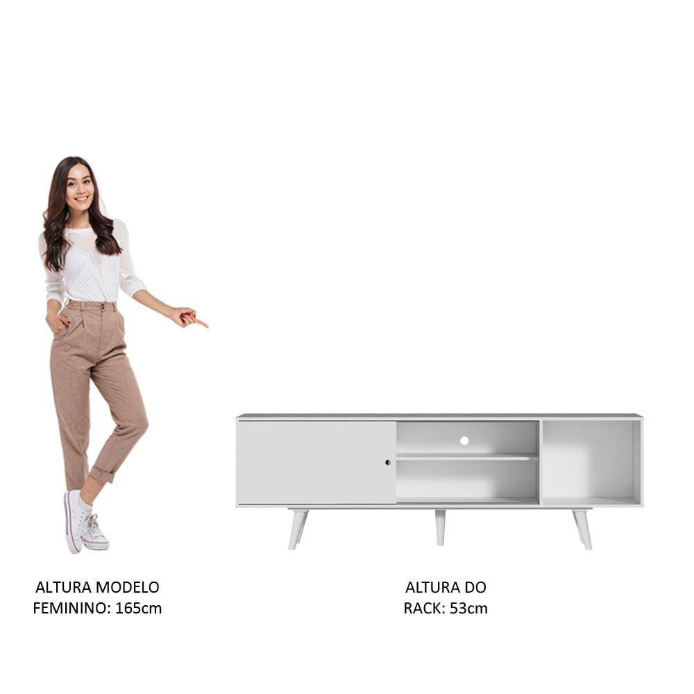 Rack Madesa Dubai para TV até 65 Polegadas com Pés Branco Cor:Branco - 6