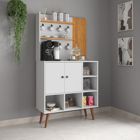 Cantinho do Café Balcão 80cm Aurora Patrimar Branco/cinamomo