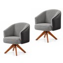 Ver imagem 2 de Kit 2 Poltronas Giratórias Linho Premium Base Madeira Maciça Juliana