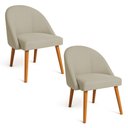 Ver imagem 1 de Kit 02 Cadeiras Poltrona de Jantar Luna Suede Pés Palito Castanho - Pallazio