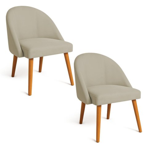 Kit 02 Cadeiras Poltrona de Jantar Luna Suede Pés Palito Castanho - Pallazio