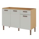 Ver imagem 1 de Balcão de Cozinha 3 Portas 1 Gaveta 100% Mdf Cb0085 Freijó/off White Laca Brilho - Genialflex