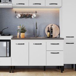 Balcão de Cozinha 120cm 3 Portas 1 Gaveta sem Tampo Light - 1