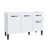 Balcão de Cozinha 120cm 3 Portas 1 Gaveta sem Tampo Light - 4