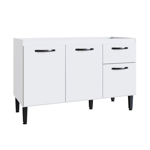 Balcão de Cozinha 120cm 3 Portas 1 Gaveta sem Tampo Light Branco
