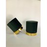 Conjunto de Puff com Detalhes Dourado no Rodapé - Decoração para Sala de Estar - Verde Musgo - Suede - 1