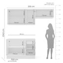 Ver imagem 2 de Armário de Cozinha Modulada Completa 3 Peças 200cm sem Tampo 100% Mdf Amara Politorno Móveis