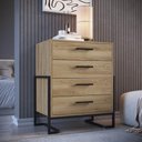 Ver imagem 4 de Cômoda Elegante Quarto 4 Gavetas Industrial Oak Metal Preto 67x44x85cm Placa e Ponto