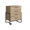 Ver imagem 1 de Cômoda Elegante Quarto 4 Gavetas Industrial Oak Metal Preto 67x44x85cm Placa e Ponto