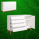 Ver imagem 5 de Comoda Sapateira Elfe Classic 1 Porta 4 Gavetas Branco Fosco - Moveisaqui