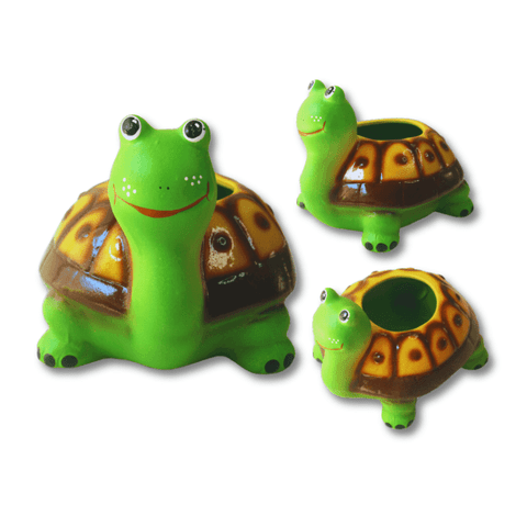 Vaso Cachepot Tartaruga P/jardim em Cerâmica Pintado a Mão