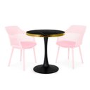 Ver imagem 1 de Conjunto Mesa de Jantar Redonda Majestic 70cm Preta com 2 Cadeiras Estofadas Marcela - Rosa