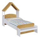 Ver imagem 2 de Cama Infantil com Cabeceira Casinha e Banco Lola 100% MDF Espresso Móveis Branco/Brilho/Amêndoa