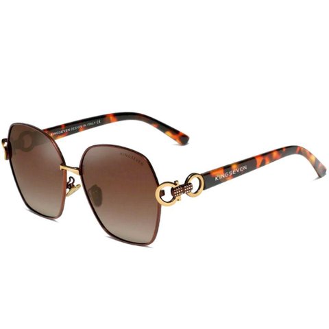 Óculos de Sol Borboleta Feminino Retro Design Duplo Anel Quadrado Proteção Uv400 Marrom