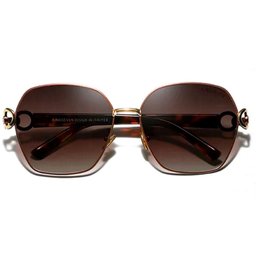 Óculos de Sol Borboleta Feminino Retro Design Duplo Anel Quadrado Proteção Uv400 Marrom - 2