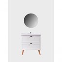 Ver imagem 4 de Gabinete para Banheiro com Cuba e Espelho Redondo 80cm Retro Mdf Branco Milano - On Móveis