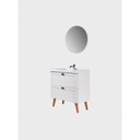 Ver imagem 5 de Gabinete para Banheiro com Cuba e Espelho Redondo 80cm Retro Mdf Branco Milano - On Móveis
