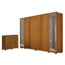 Ver imagem 1 de Guarda Roupa Casal Ares 6 Portas com Espelho Cinamomo com Cômoda São Paulo 6 Gavetas 2 Portas Cinamo