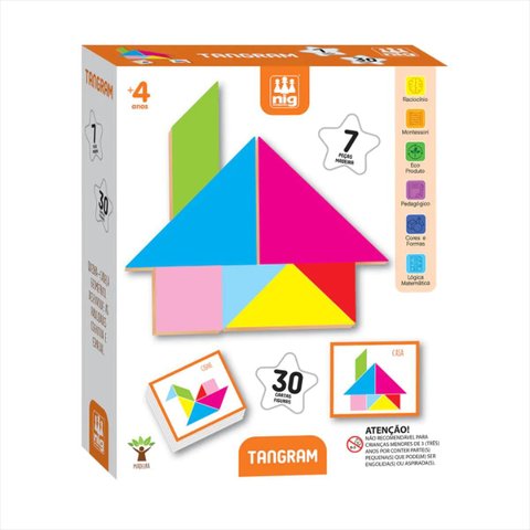 Jogo Educativo Geométrico Tangram Madeira Colorido