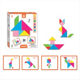 Jogo Educativo Geométrico Tangram Madeira Colorido - 3